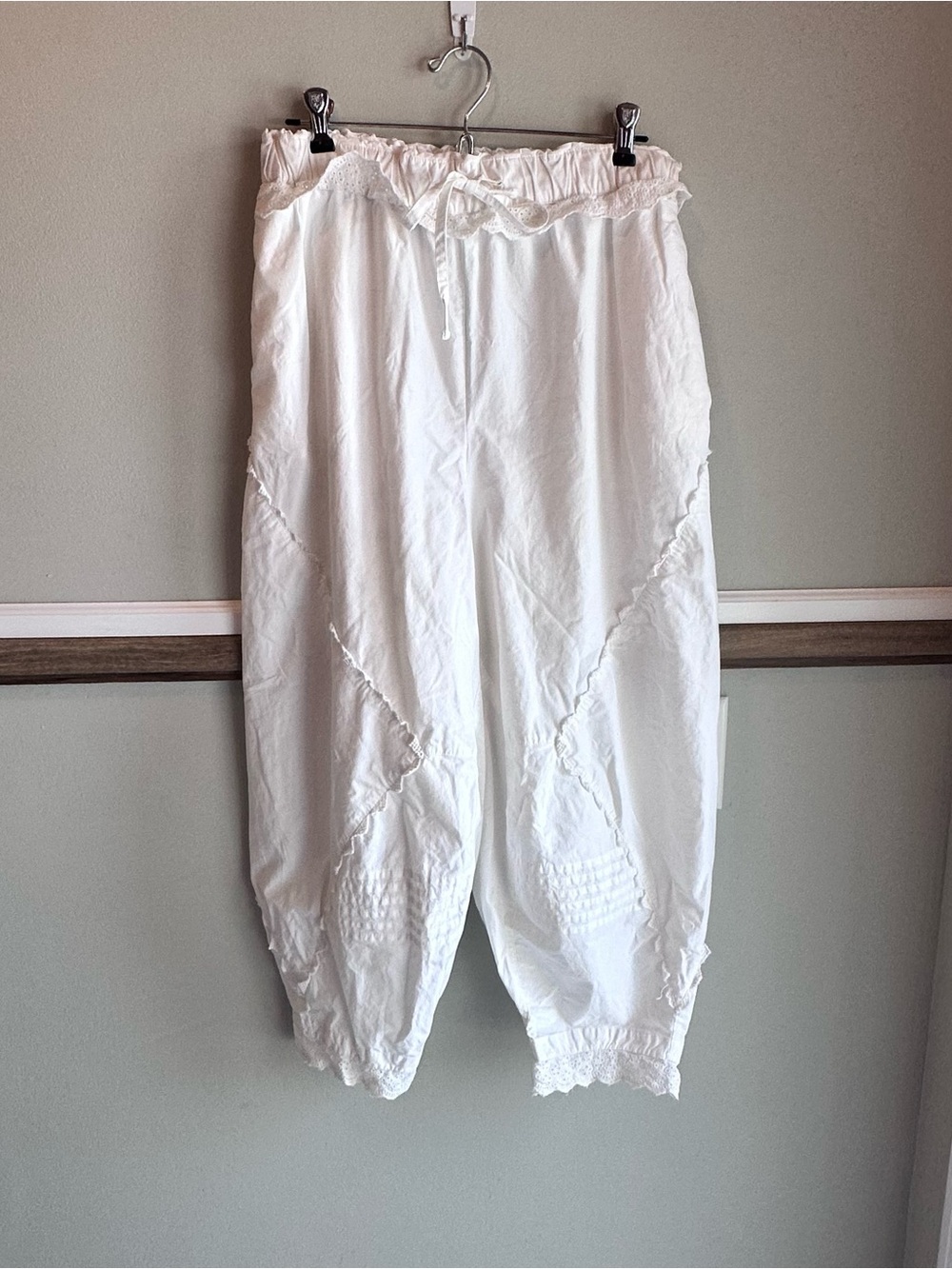 Free People Beach Life Co-Ord White Cropped Cotton Harem Pants
